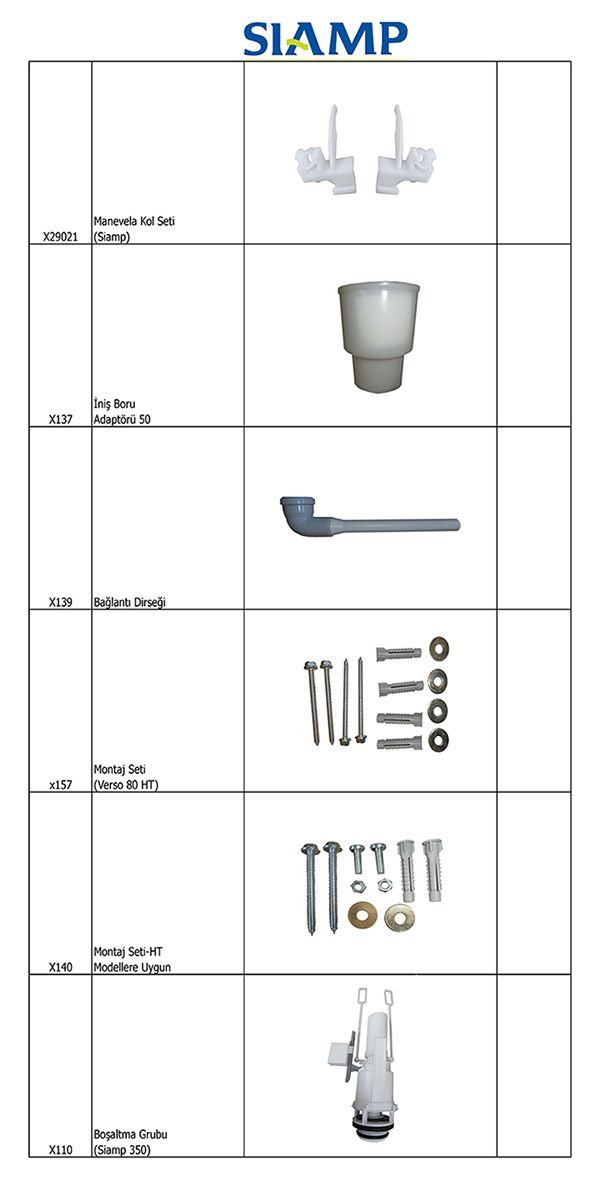Siamp Yedek Parça Listesi